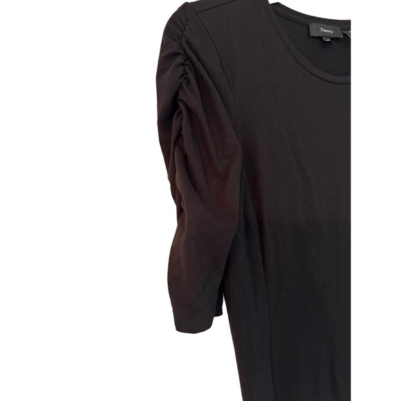 Theory Dress Womens Size M Black Sheath Ruched Short Sleeve Modern Chic - Picture 3 of 5